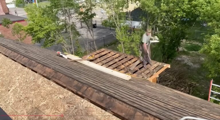On-site, GPS-geotagged photo of a roof deck mid-replacement, taken by Albuquerque Roofing Guys in Albuquerque, NM